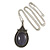 Victorian Style Blue Goldstone Oval Pendant with Silver Tone Chain - 70cm Long - view 4