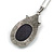 Victorian Style Blue Goldstone Oval Pendant with Silver Tone Chain - 70cm Long - view 6