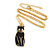 Black/ Blue Enamel Cat Pendant with Gold Tone Chain - 44cm L/ 5cm Ext - view 2