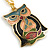 Multicoloured Enamel Owl Pendant with Gold Tone Chain - 44cm L/ 5cm Ext - view 2