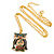 Multicoloured Enamel Owl Pendant with Gold Tone Chain - 44cm L/ 5cm Ext - view 3