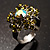 Green Diamante Floral Ring - view 4