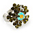 Green Diamante Floral Ring - view 3