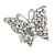 Silver Tone Clear Crystal Butterfly Ring - view 2