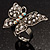 Silver Tone Clear Crystal Butterfly Ring - view 10