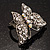 Silver Tone Clear Crystal Butterfly Ring - view 7