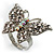 Silver Tone Clear Crystal Butterfly Ring - view 12