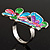 Multicolour Enamel Flower And Butterfly Ring - view 10
