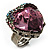 Pink Crystal Contemporary Heart Ring - view 2