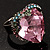 Pink Crystal Contemporary Heart Ring - view 6