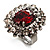 Hot Red Oval-Cut Cz Crystal Cocktail Ring (Silver Tone) - view 4