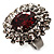 Hot Red Oval-Cut Cz Crystal Cocktail Ring (Silver Tone) - view 7