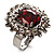 Hot Red Oval-Cut Cz Crystal Cocktail Ring (Silver Tone) - view 8