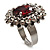 Hot Red Oval-Cut Cz Crystal Cocktail Ring (Silver Tone) - view 9