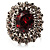 Hot Red Oval-Cut Cz Crystal Cocktail Ring (Silver Tone) - view 10