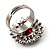 Hot Red Oval-Cut Cz Crystal Cocktail Ring (Silver Tone) - view 11