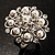 Bridal Imitation Pearl Crystal Floral Ring (Silver Tone) - view 2
