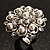 Bridal Imitation Pearl Crystal Floral Ring (Silver Tone) - view 11