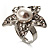 Crystal Star Pear Style Fashion Ring (Silver Tone) - view 7