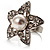 Crystal Star Pear Style Fashion Ring (Silver Tone) - view 4