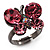Small Pink Crystal Butterfly Ring (Black Tone)
