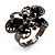 Charming Jet Black Diamante Butterfly Ring