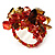Brown & Red Glass Chip Cluster Flex Ring - view 3