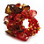 Brown & Red Glass Chip Cluster Flex Ring - view 2