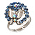 Crystal Butterfly And Flower Ring (Silver&Light Blue)