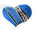 Blue Violet Enamel Crystal Asymmetrical Heart Ring In Silver Tone - Adjustable Size 8/9 - 40mm Across - view 7