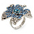 Light Blue Diamante Flower Ring (Silver Tone) - view 5