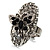 Oval Diamante Butterfly Ring (Silver Tone)