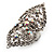 Clear Diamante Victorian Cocktail Ring (Silver Tone)