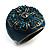 Crystal Floral Teal Coloured Enamel Shield Ring (Bronze Tone)