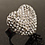 Clear Diamante Puffed Heart Ring (Silver Tone) - view 2