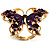 Large Aubergine Enamel Butterfly Ring (Gold Tone) - view 3