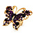 Large Aubergine Enamel Butterfly Ring (Gold Tone) - view 4