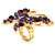 Large Aubergine Enamel Butterfly Ring (Gold Tone) - view 5