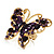 Large Aubergine Enamel Butterfly Ring (Gold Tone) - view 6