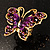 Large Aubergine Enamel Butterfly Ring (Gold Tone) - view 8