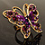 Large Aubergine Enamel Butterfly Ring (Gold Tone) - view 9