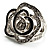 Open Crystal Rose Fashion Ring (Rhodium Plated Finish)