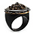 Vintage Crystal Dome Cocktail Ring (Black, Bronze) - view 4