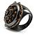 Vintage Crystal Dome Cocktail Ring (Black, Bronze) - view 3