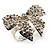 Silver-Tone Clear Crystal Bow Ring