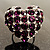 Deep Purple Diamante Puffed Heart Ring (Silver Tone) - view 4