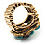 Turquoise Stone Flower Stretch Ring (Antique Gold Tone) - view 5