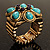 Turquoise Stone Flower Stretch Ring (Antique Gold Tone) - view 11