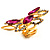 Gold Tone Elongate Magenta Crystal Cocktail Ring - view 8