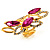 Gold Tone Elongate Magenta Crystal Cocktail Ring - view 10